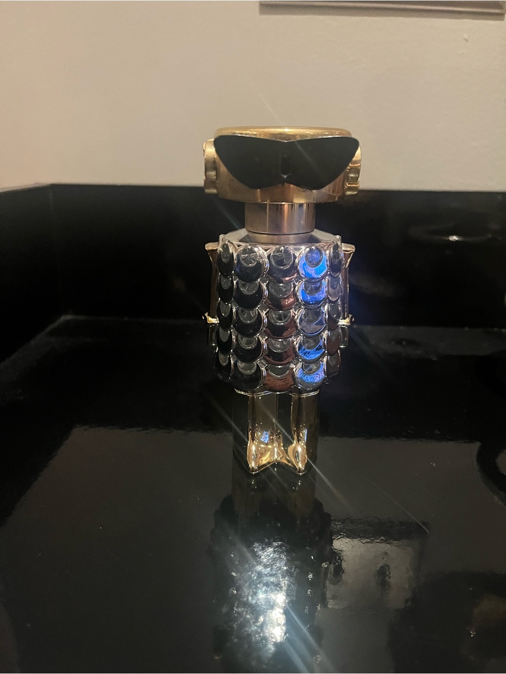 Gold Robot Bottle with Black Accents